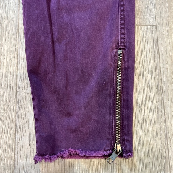 Lane Bryant Women's Plum Tapered jeans Size 16 Raw Hem Zip Ankle High Rise pants - Picture 4 of 14